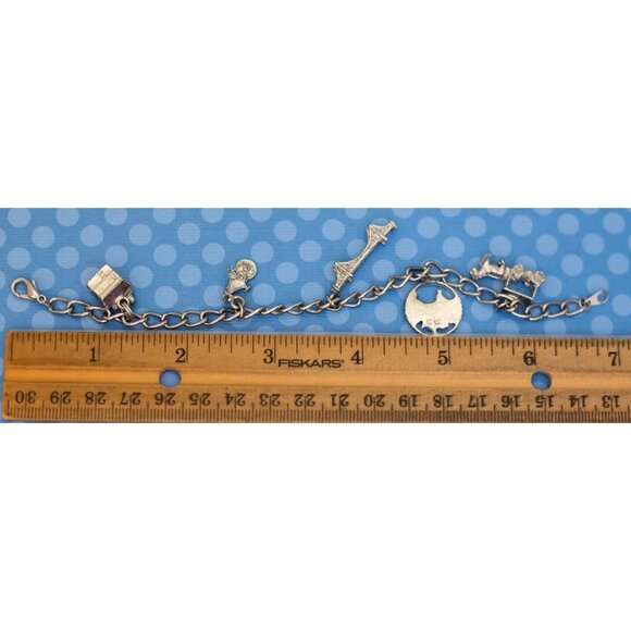 7 inch, Vintage Travel Life Silver Tone Charm Bracelet - M33 - Picture 3 of 3
